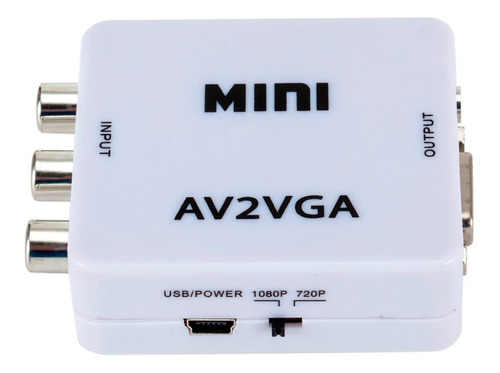 Mini Adaptador Conversor De Vídeo Mini De Av Para Vga Av2vga