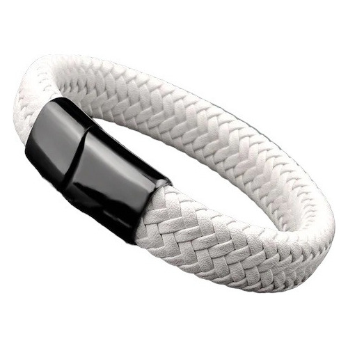 Pulsera Cuero Blanco Tejido Moda Piel 2021 Hombre Mujer