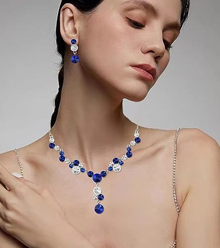 Conjunto De Joyas De Cristal Collar Y Aretes Para Novia