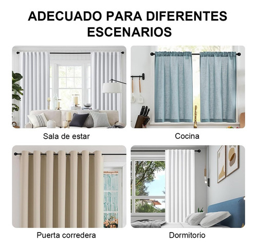 Barra De Cortina Extensible (120-210cm) Con Remates Redondos