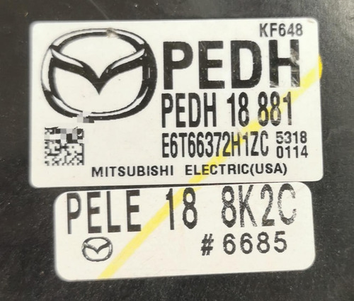 Computadora De Motor Mazda 3 2015-2016 2.0 Pedh 18 881 Orig (Usado)
