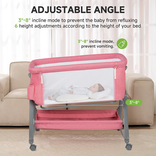Mochila De Cama Para Bebé Real Relax 3 En 1, Rosa, Con Redes