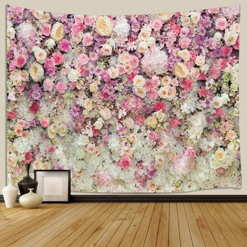 Tapiz Pared Floral Para Niña Colorido Rosa Amarillo
