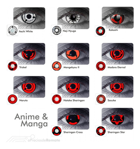 ¡   Lentes De Contacto Anime Crazy Manga Sharingan   !!