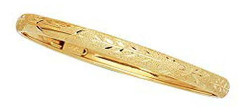 Brazalete - 10k Yellow Gold 4mm Shiny Florentine Flex Bangle