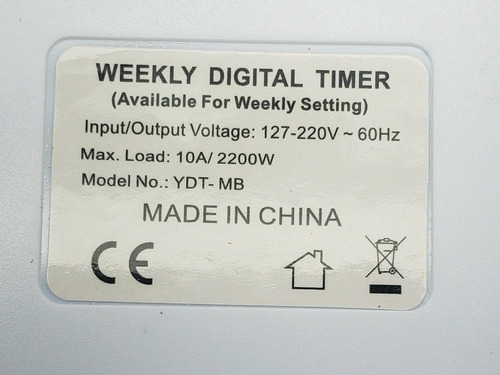 Temporizador Timer Digital 110v / 220v 10a Com 20 Programas