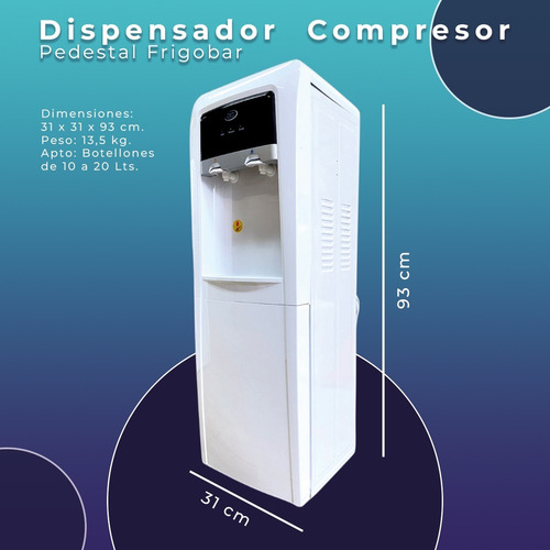 Imagen 4 de 7 de Dispensador Compresor Pedestal Frigobar Agua Fría Y Caliente