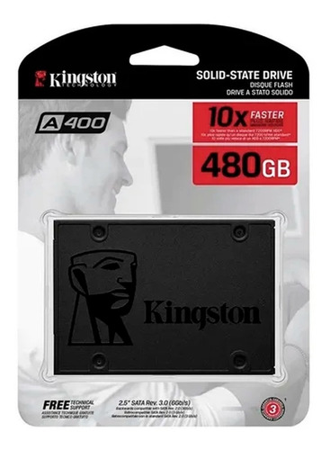 Imagen 5 de 5 de Disco sólido SSD interno Kingston SA400S37/480G 480GB negro