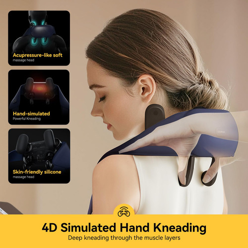 Masajeador Shiatsu Inalámbrico Con Calor 4d Para Cuello Color
