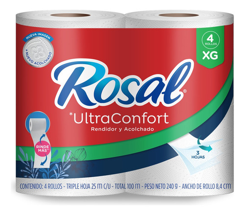 Papel Higienico Rosal Ultra Confort X 4 Und