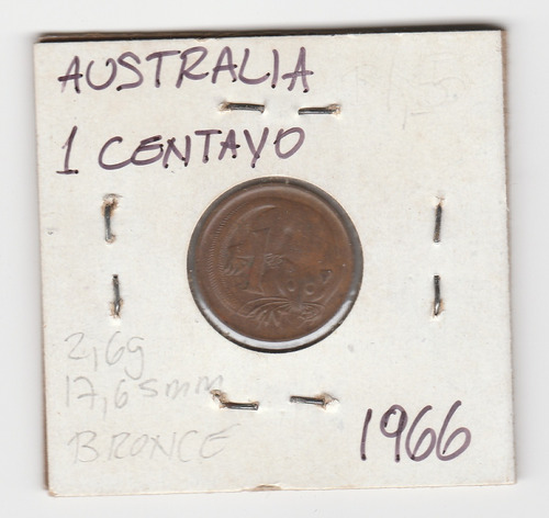 Moneda Australia 1 Centavo 1966 Xf+