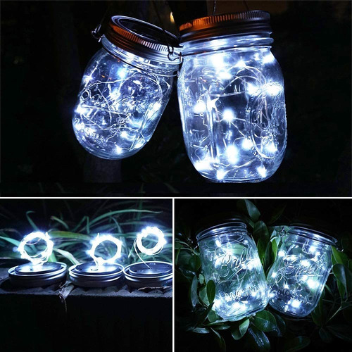 Luces Solares Para Tarro, 6 Unidades De 15 Luces Led De Cade