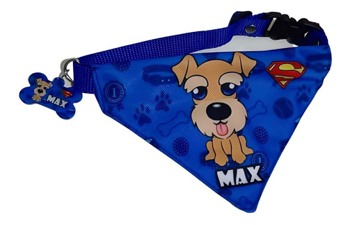 Collar Bandana + Placa Mascota  Personalizado Talla M - L