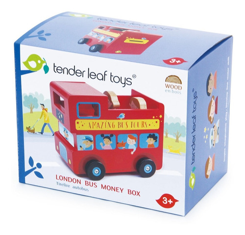 Bus London Tender Leaf Toy Con Conductor De Madera Febo