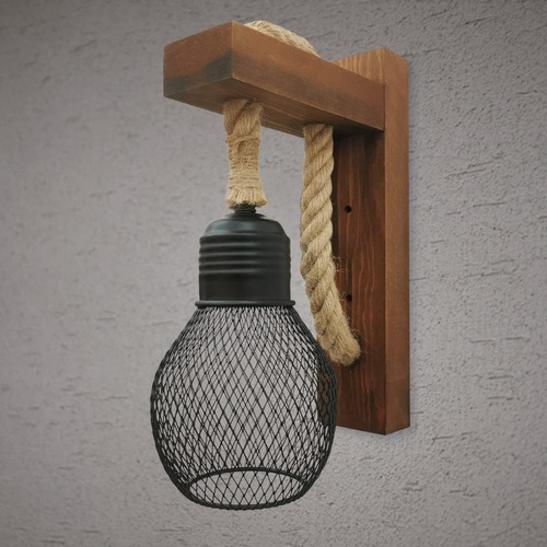 Lámpara De Pared Vintage Con Diseño En Madera