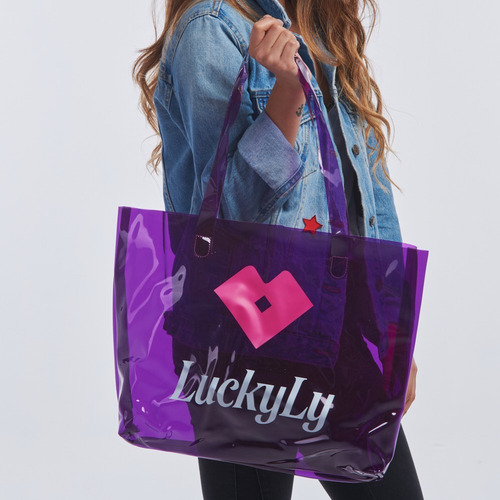Luckyly Bolsas Mujer Elle Bag Tote Morada, Ligera Multi-usos Color Violeta oscuro/Fucsia
