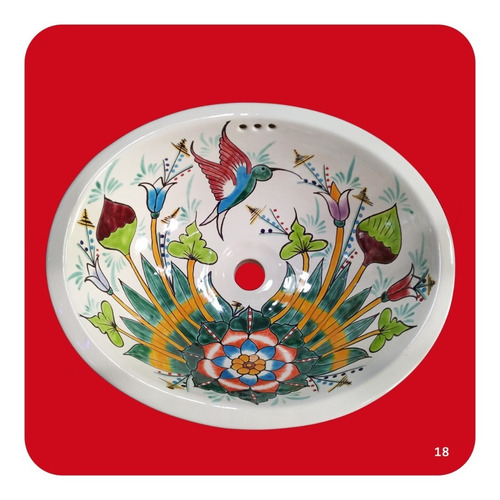 Imagen 1 de 3 de Lavabo Grande Beige Cerámica Tipo Talavera 44x36x17 Cm M18