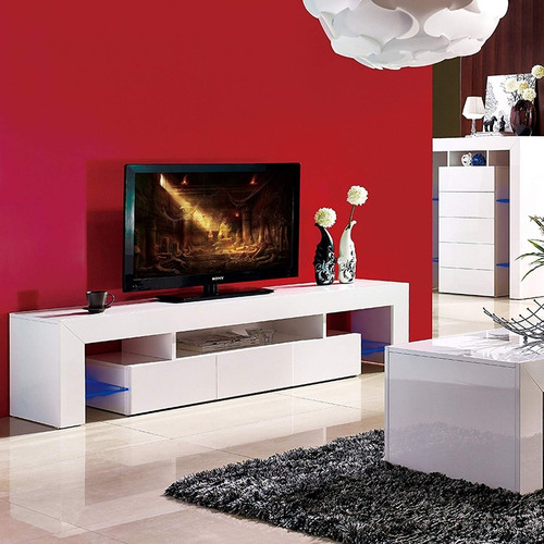 Imagen 6 de 6 de Mueble De Tv Con Luz Led Ref Perlato Madera Lacado