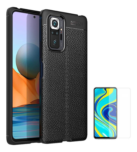 Case Carbono Autofocus Para Xiaomi Redmi Note 10 4g + Vidrio