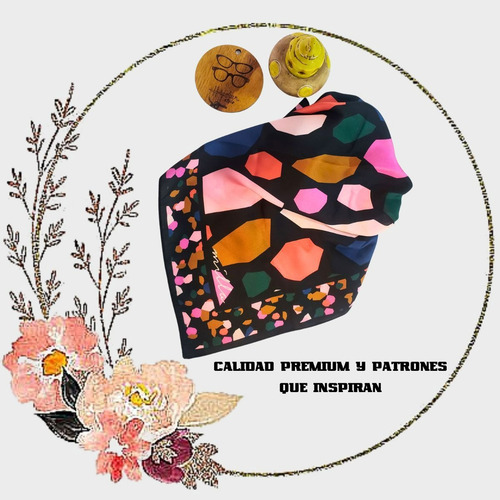 Pañuelo Seda Diseño Estampado Mujer 50 X 50 Bandana Variedad De Colores Variado 50 X50