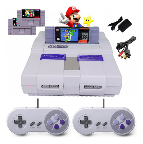 Super Nintendo Original Anos 90+ 02 Controles+ 02 Cartuchos! Cinza