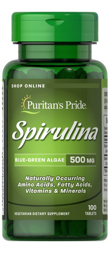 Spirulina 500mg 100 Tabletas  Puritans Pride/ Yoursups