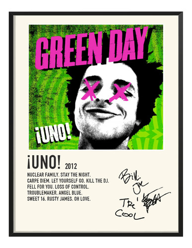 Poster Green Day Album Music Tracklist Exitos Uno! 45x30