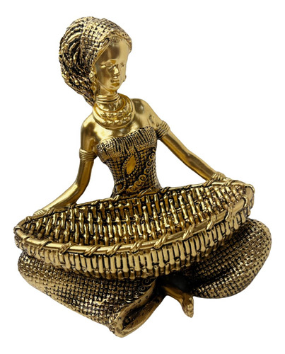 Escultura De Estatuilla De Dama 14,3x10,2x16,2cm Dorado