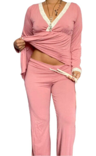 Pijama Maternal  Modelo Victoria Algodon Sistema Lactancia