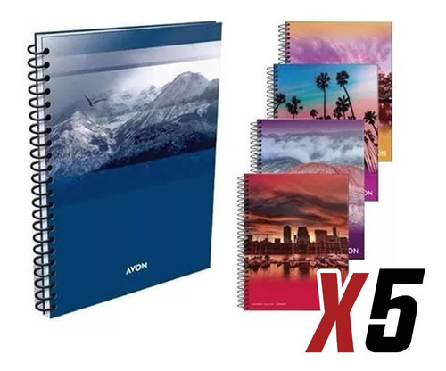 Cuaderno Universitario Avon A4 X 5 Und Rayado Cuadriculado