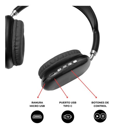 Auriculares Vincha Inalámbricos Bluetooth Zhome Negro Zp9000 Negro