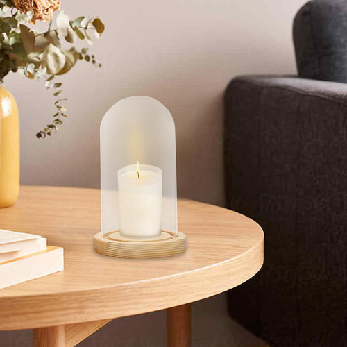 Cúpula De Vidrio Cloche Campana Frasco Base De Madera