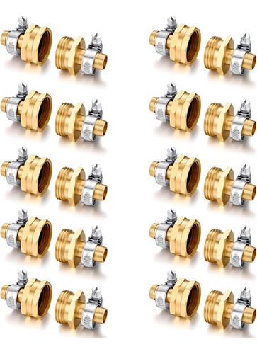Conector De Manguera Latón Macizo Para Jardín - 10 Unidades