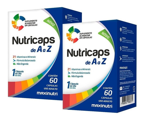 Polivitamínico Nutricaps A Z - 2x 60 Cápsulas - Maxinutri