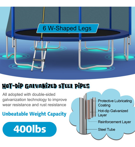 Giantex Trampolín 12/14/15/16 Pies Trampolín Recreativo Para
