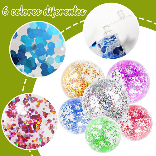6 Pcs Pelota De Playa Inflable De Brillo Y Confeti 40 Y 60cm