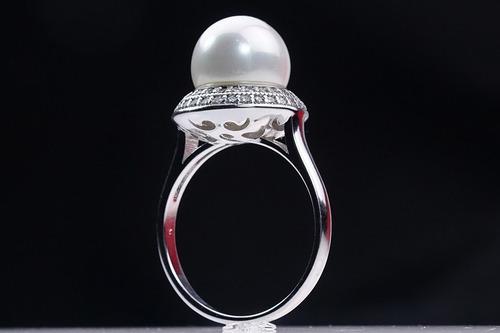 Imagen 4 de 9 de Anillos Compromiso Oro 18k Perla Cultivada Elegante Joyeria