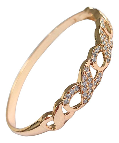 Bracelete Rose Gold Cravejado Luxo Zircônia Infinito