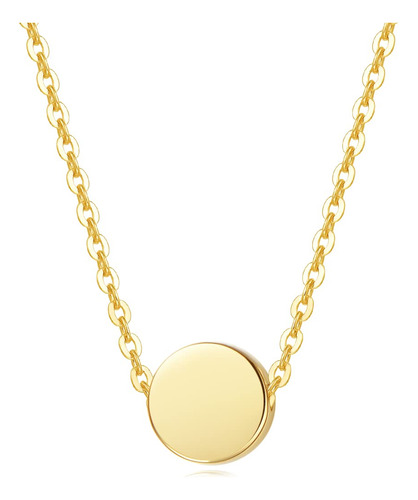 Carleen Solid Real - Collar Con Dije De Moneda Simple De Or.