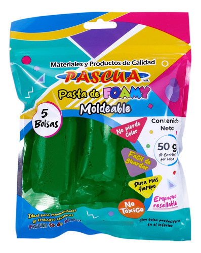 Fomi Foamy Moldeable Pascua  50 Gramos Diferentes Colores Verde Bandera