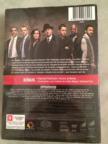 Dvd Blacklist Segunda Temporada Completa/ 5 Dvds/ Lacre De F