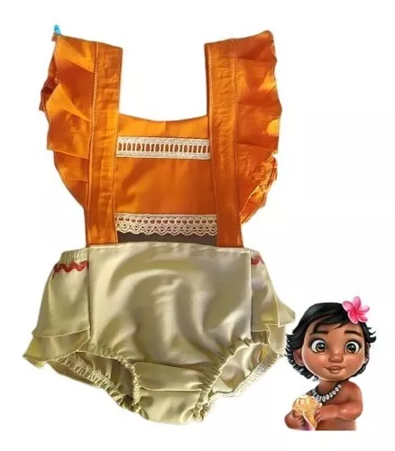 Fantasia Roupa Romper Conjunto Moana Baby Festa Infantil