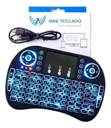 Imagem 2 de 6 de Mini Teclado Luminoso Touch Wireless S/fio Tv Smart Pc Game