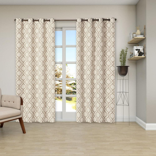 Cortina Rústica Capri Estampada 2,70 M X 2,30 M - Bege