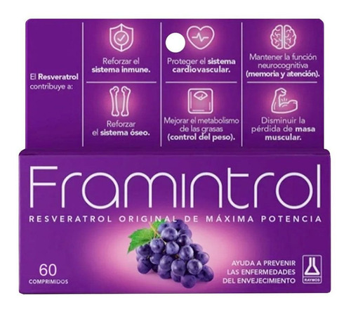 Framintrol Resveratrol  Antioxidante   60 Comprimidos