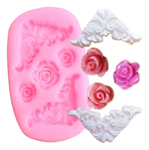 1pcs Molde De Silicona Flor De Rosa Relieve Fondant Resina