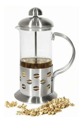 Imagen 8 de 8 de Tetera Cafetera De Vidrio Francesa 350ml Acero Inoxidable.