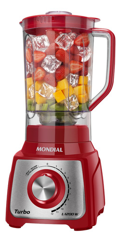 Liquidificador Turbo Inox L1200 1200w Vermelho Mondial 110v