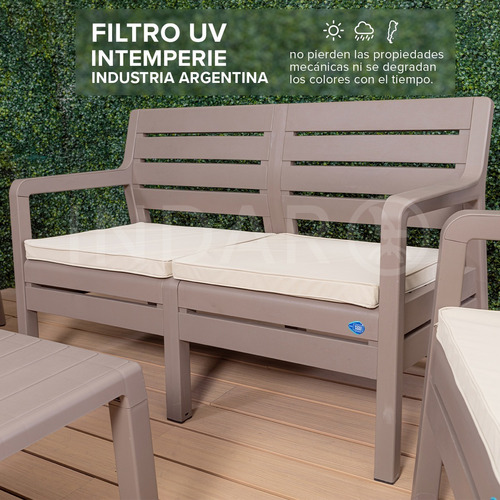 Set De Living Jardin Exterior Paris Indar Mesa + 3 Sillones