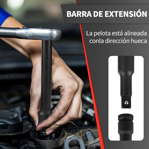 Goxawee® 1/2" 43PZS juego de herramientas manuales llaves combinadas Datos Alto Impacto Material Acero Cr-V 8mm-32mm con Llaves Vaso de Broca Métricas y Extensiones para Reparación de Automóviles
